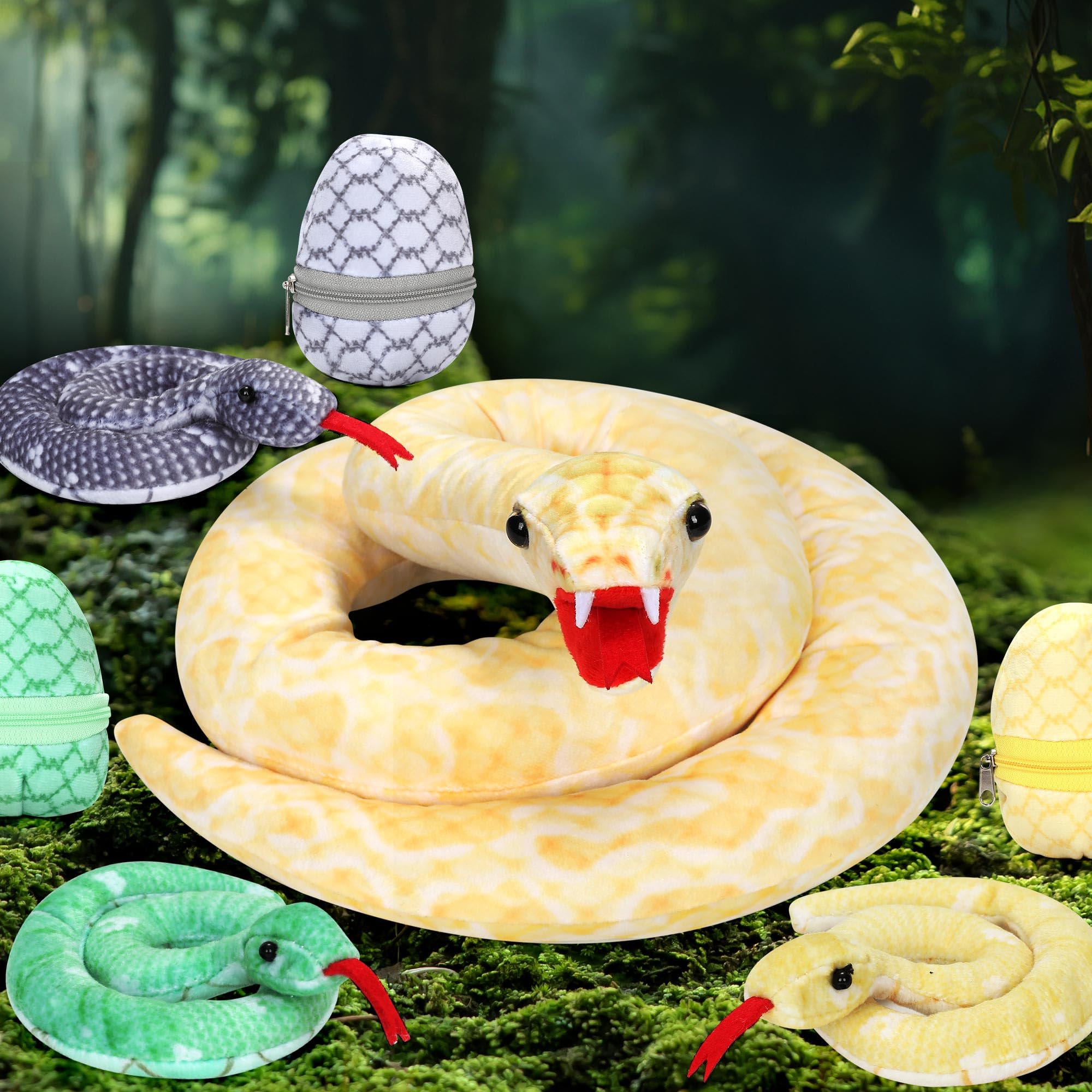 Xhamuon Easter decor plush snakes visually bold for playrooms and shelves.
