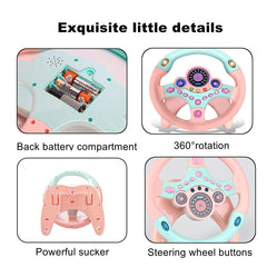 Detail of XHSP steering wheel toy buttons for learning and imagination.