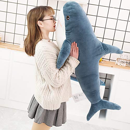 XIAOHONG 30-inch shark plush toy front view for cozy cuddling