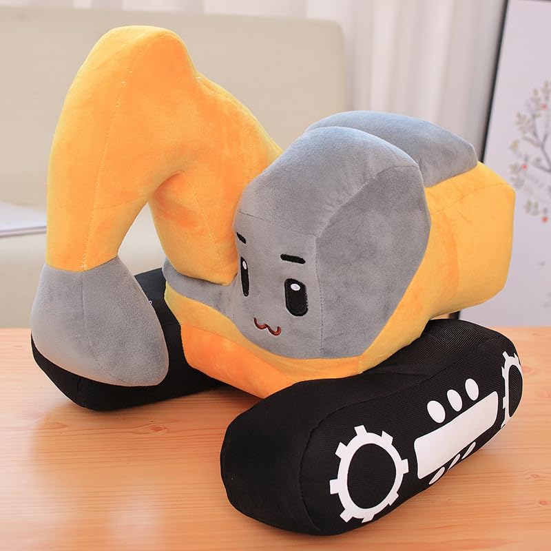 XIAOHONG excavator plush toy front view, soft cuddle companion for cozy playtime
