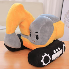 XIAOHONG excavator plush toy front view, soft cuddle companion for cozy playtime