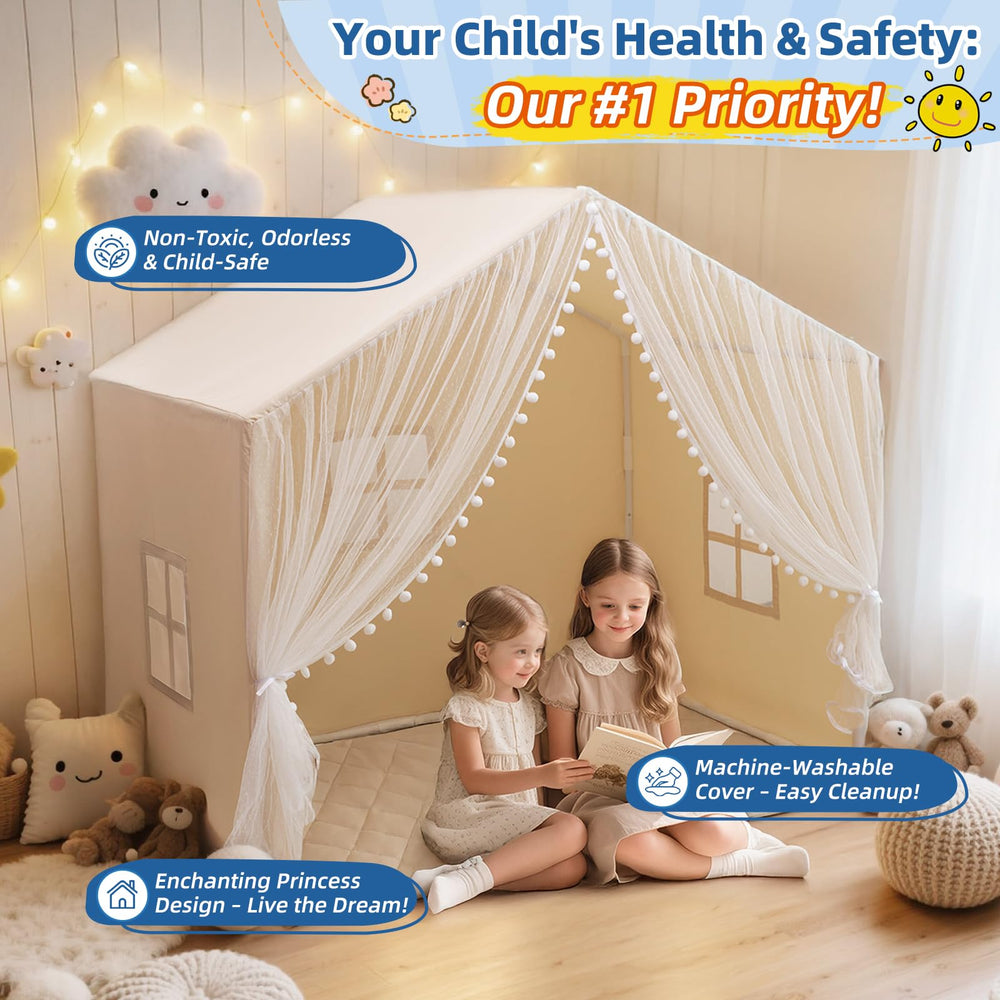 xiaowantong Large Kids Play Tent star lights create magical ambience during pretend play.