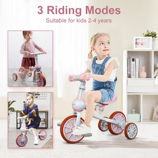 XIAPIA 3 in 1 pink adjustable seat adapts to growing kids for comfortable rides