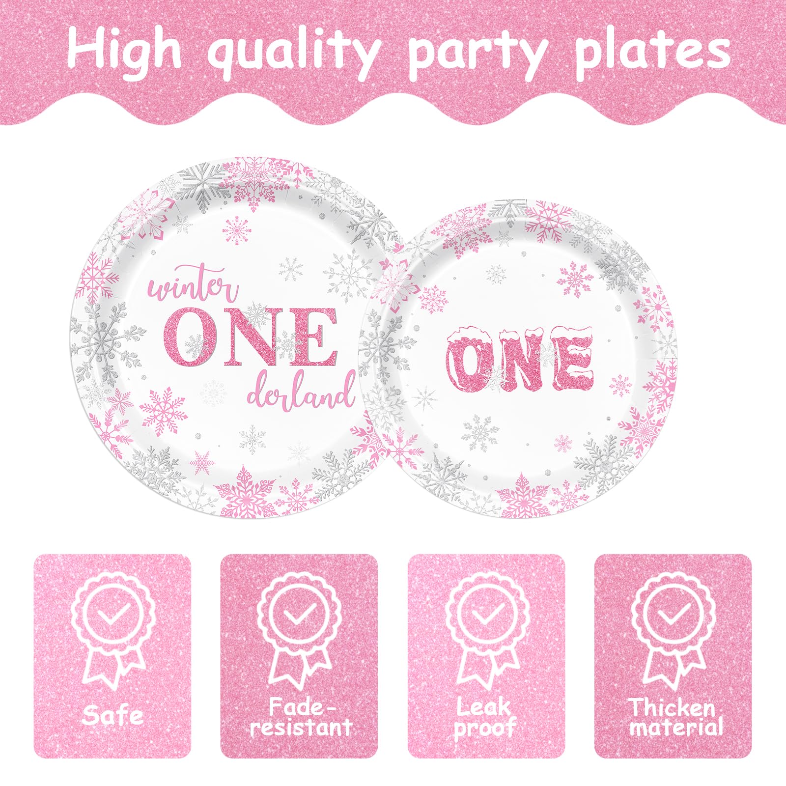 XIENBLOC Winter Onederland napkins in pink and silver to match the theme.