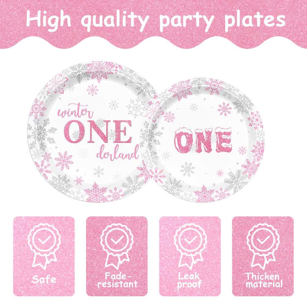 XIENBLOC Winter Onederland napkins in pink and silver to match the theme.