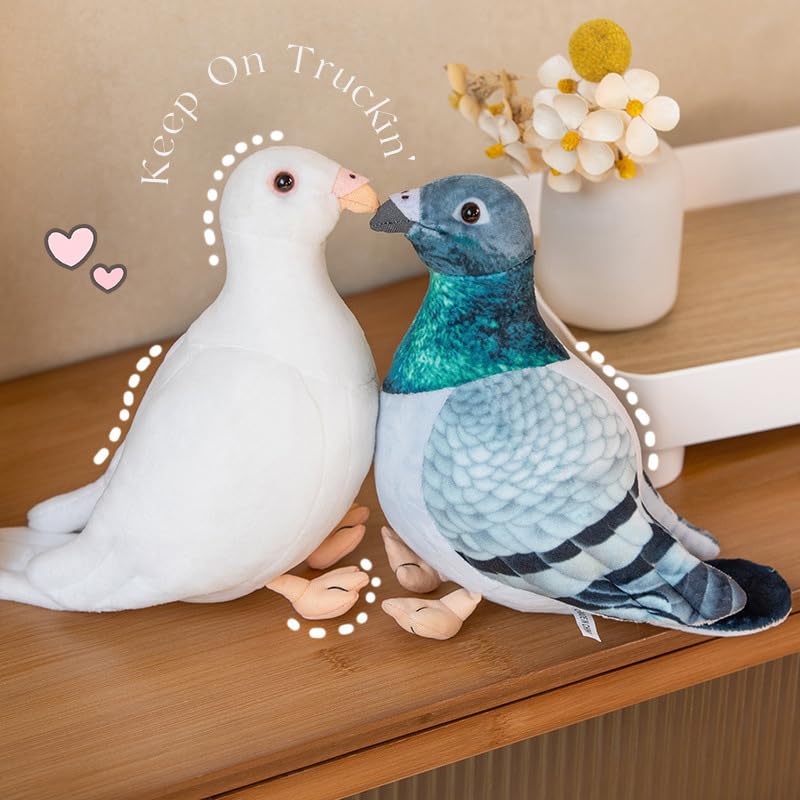XIGUI Pigeon plush toy on living room shelf adds charming decor