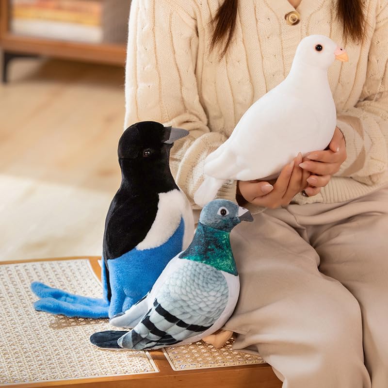 XIGUI Pigeon plush toy packaging flat-to-fluff reveal during unboxing