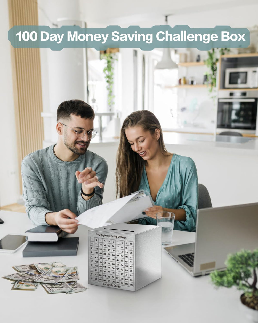 xiheer 100-day savings challenge printed icons for steady deposits