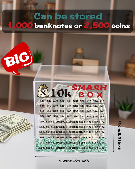 xiheer 10k Smash Box clear acrylic panel lets you watch your savings grow