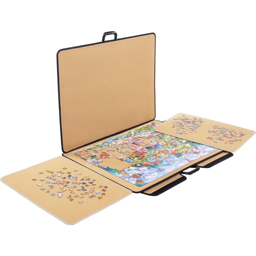 XIJ 1000-piece puzzle board cover on a non-slip surface keeps pieces organized.