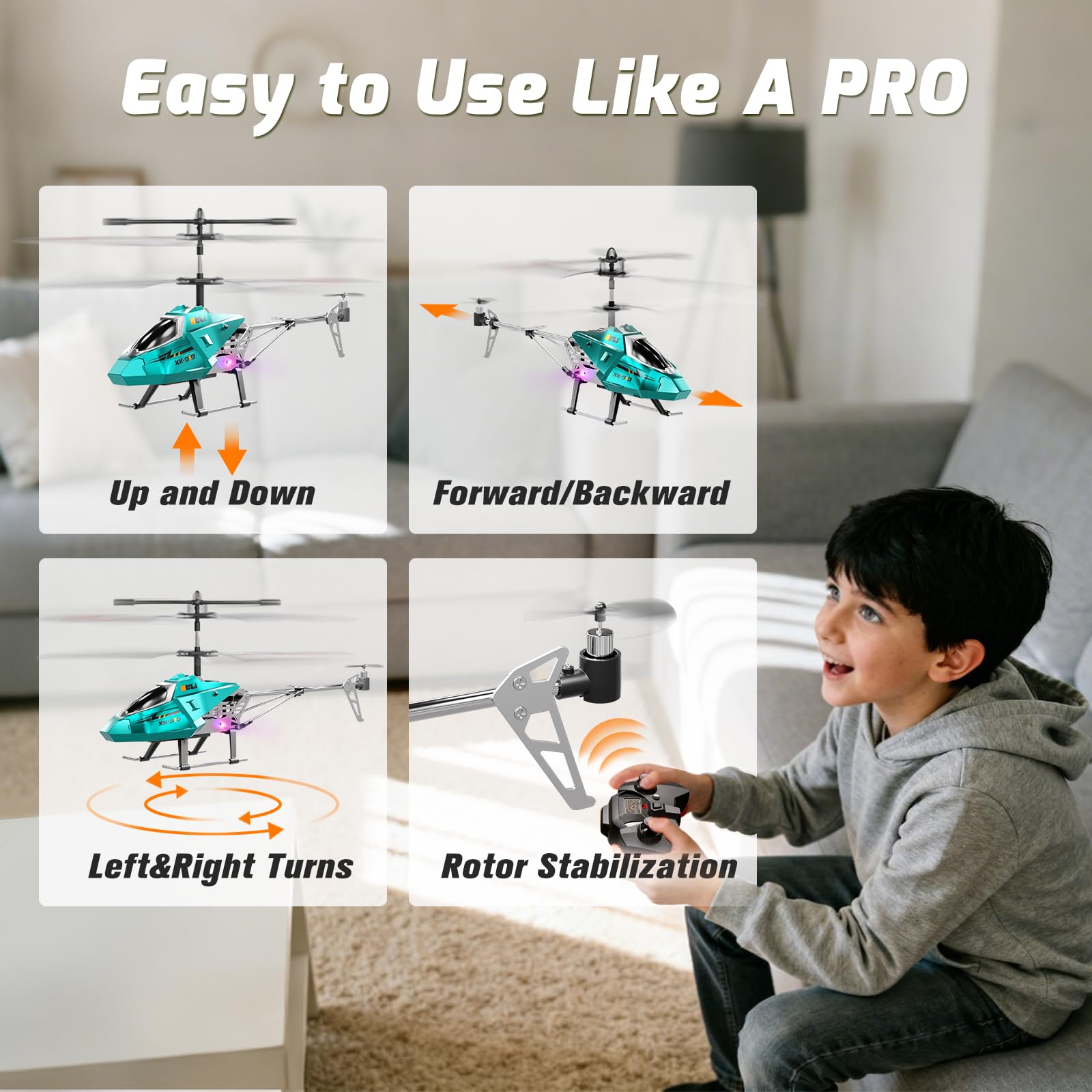 XIKOTEC RC helicopter LED lights for bright night indoor flying.