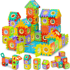 Ximoeo 181-piece waffle blocks set for creative building at home.