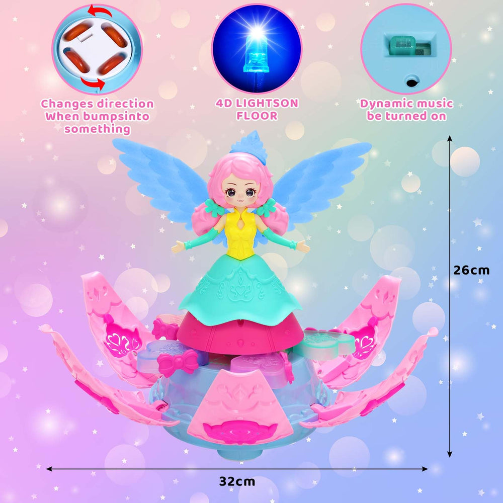 Ximoeo princess toy skirt twirl showcases dancing motion.