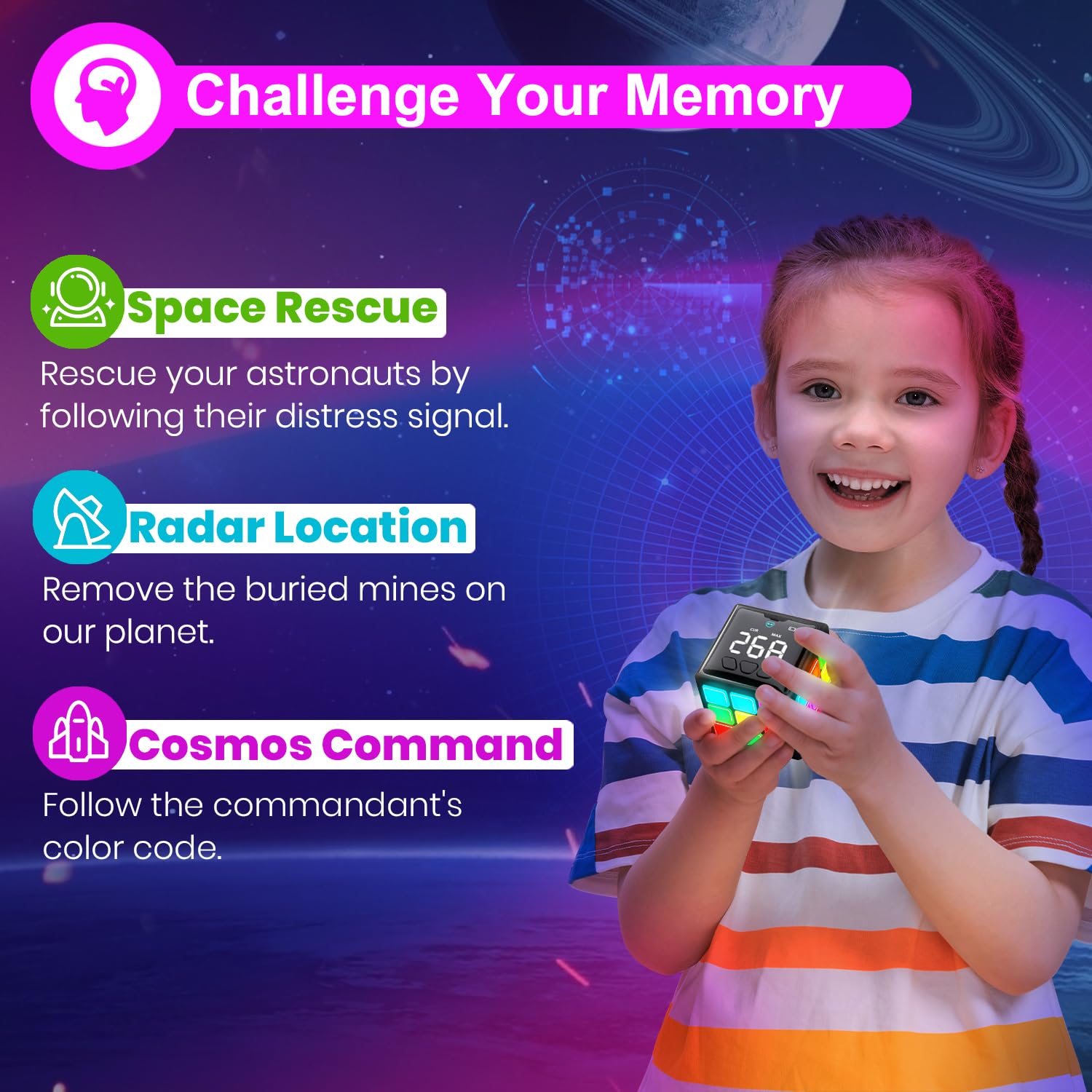 Xinbeiya Rechargeable Game Handheld Cube child playing to illustrate solo or group fun