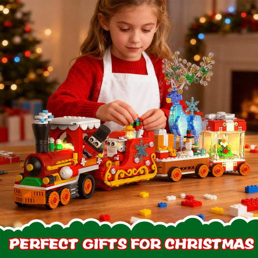 Xingya Youpin Christmas Train with LED light base highlighting holiday illumination