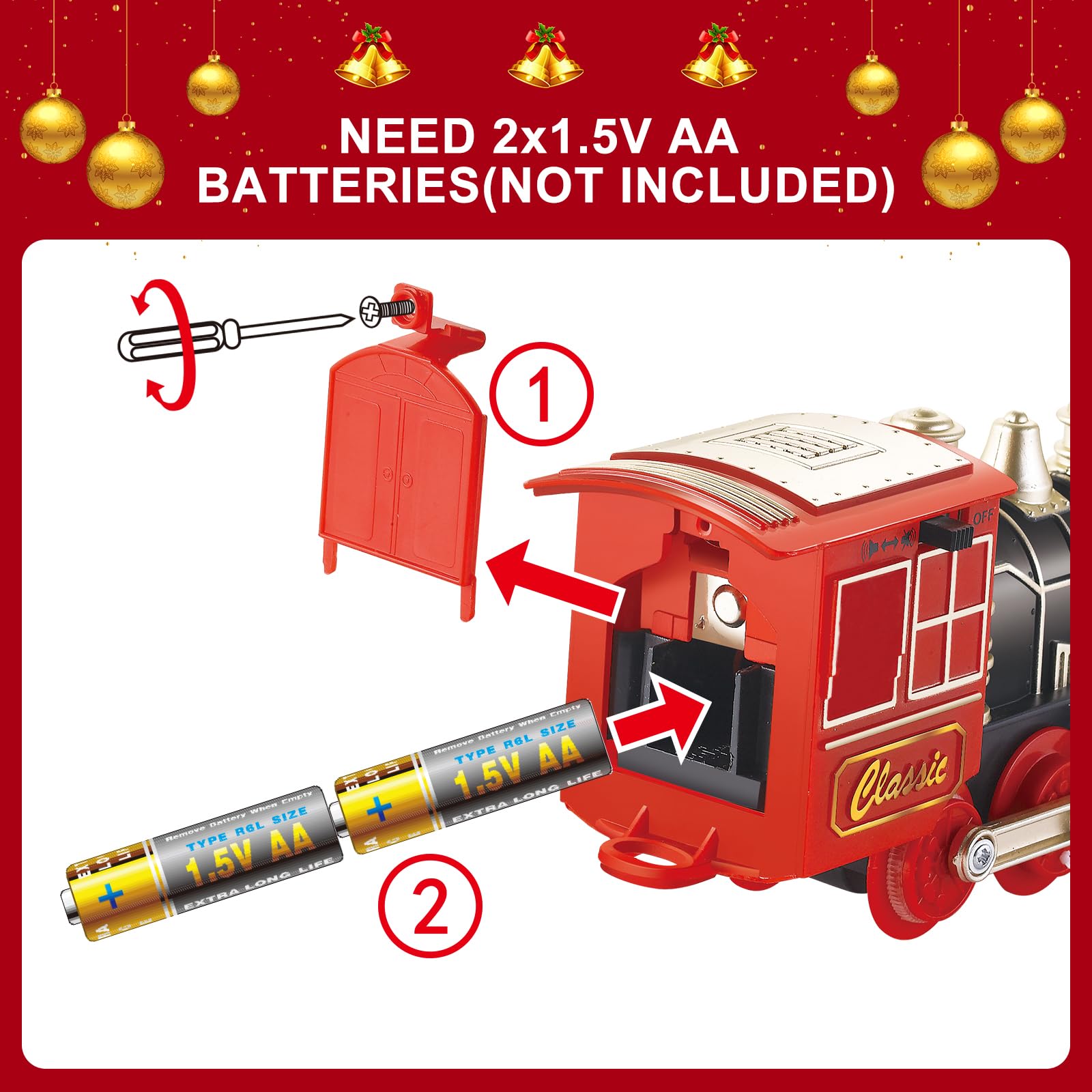 XINGYING battery-powered train runs on 2 AA cells for easy setup.