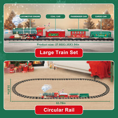 XINGYING Christmas tree setup scene shows the train circling decorations.