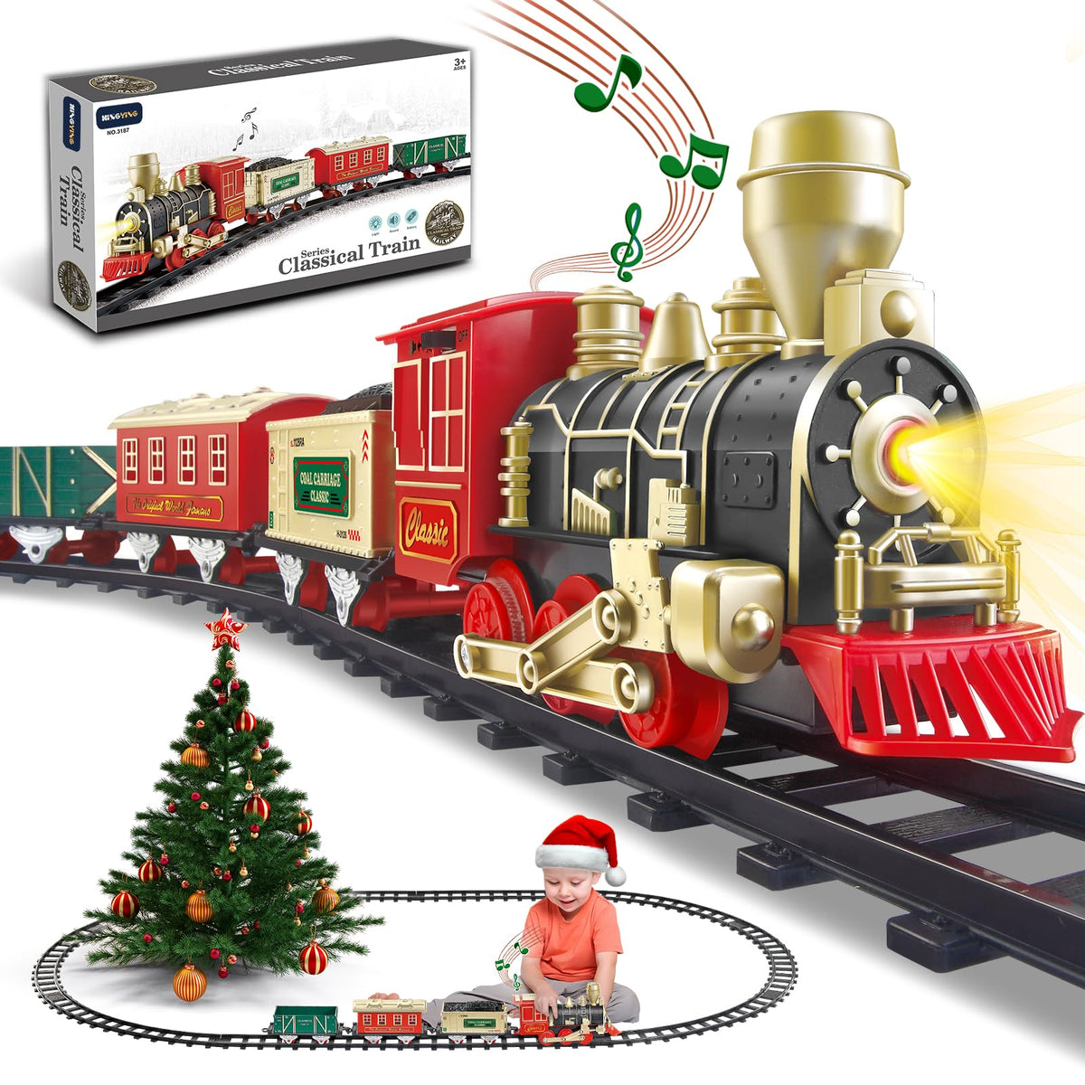 XINGYING electric Christmas train with lights and sounds enhances festive play and family moments.