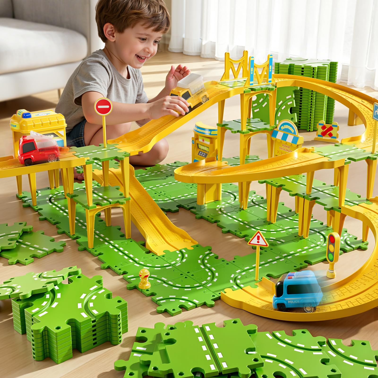 XINNOVEL easy-assembly puzzle track supports indoor and outdoor play sessions.