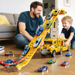 XINNOVEL foldable two-lane track enables quick setup and shared play.