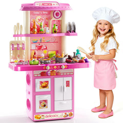 XINNOVEL pink kids play kitchen stovetop with lights for imaginative cooking
