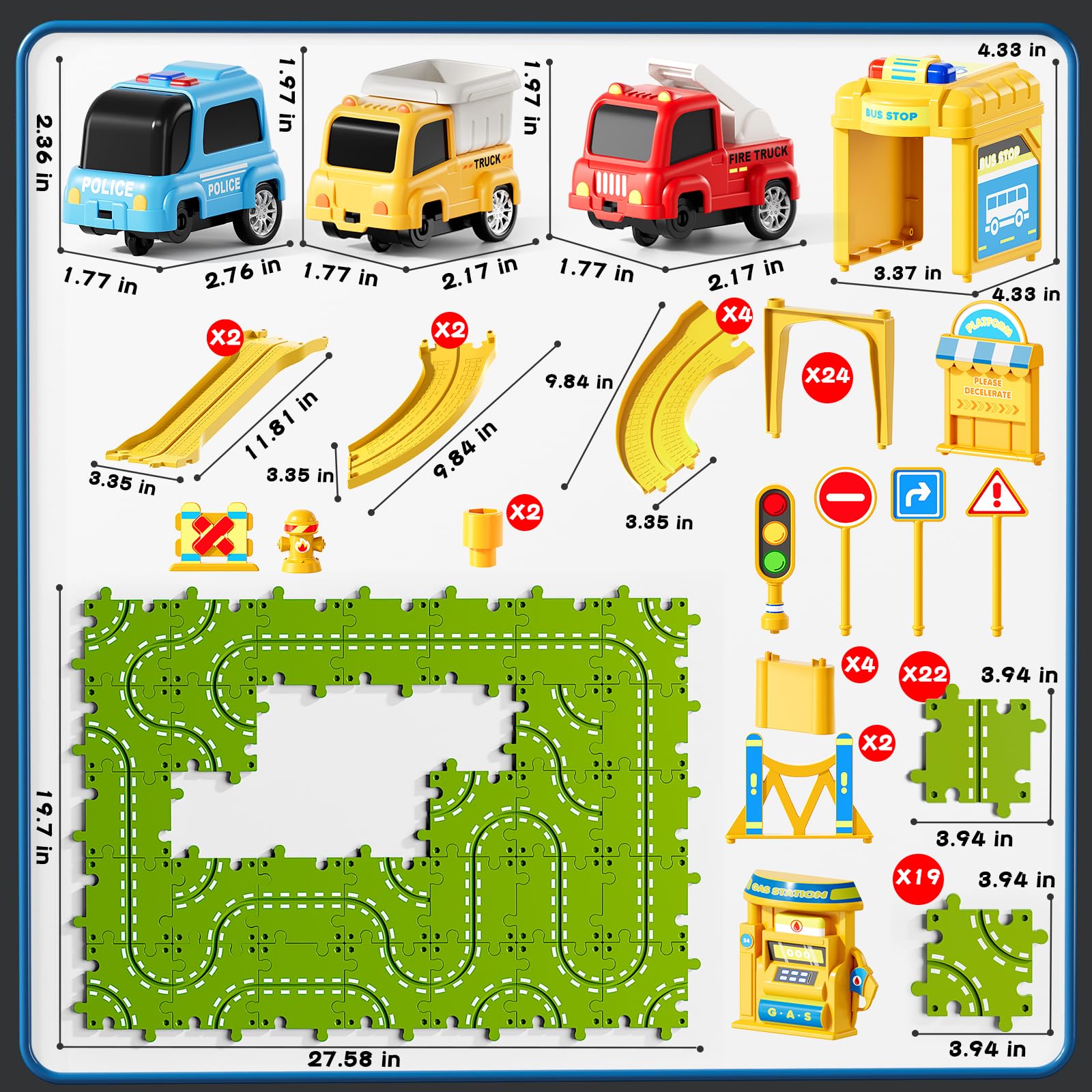 XINNOVEL road signs and vehicles enhance dynamic race day play near real-world routes.