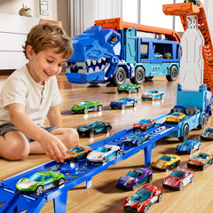 XINNOVEL foldable track with storage cabins keeps small cars organized after play.