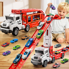 XINNOVEL transporter truck toy set showcases durable, portable play in action.