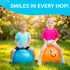 Xino Sports 22 inch hopping ball shows size for proper fit and play.