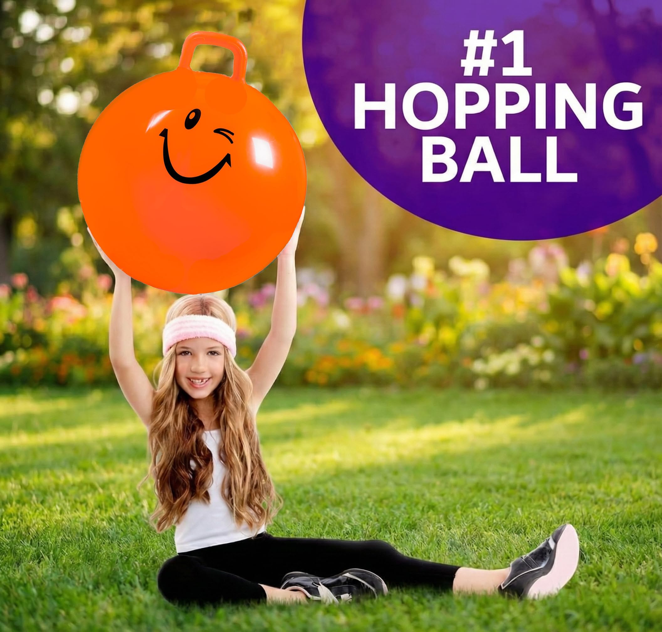 Xino Sports hopping ball handle close-up showing a sturdy grip.