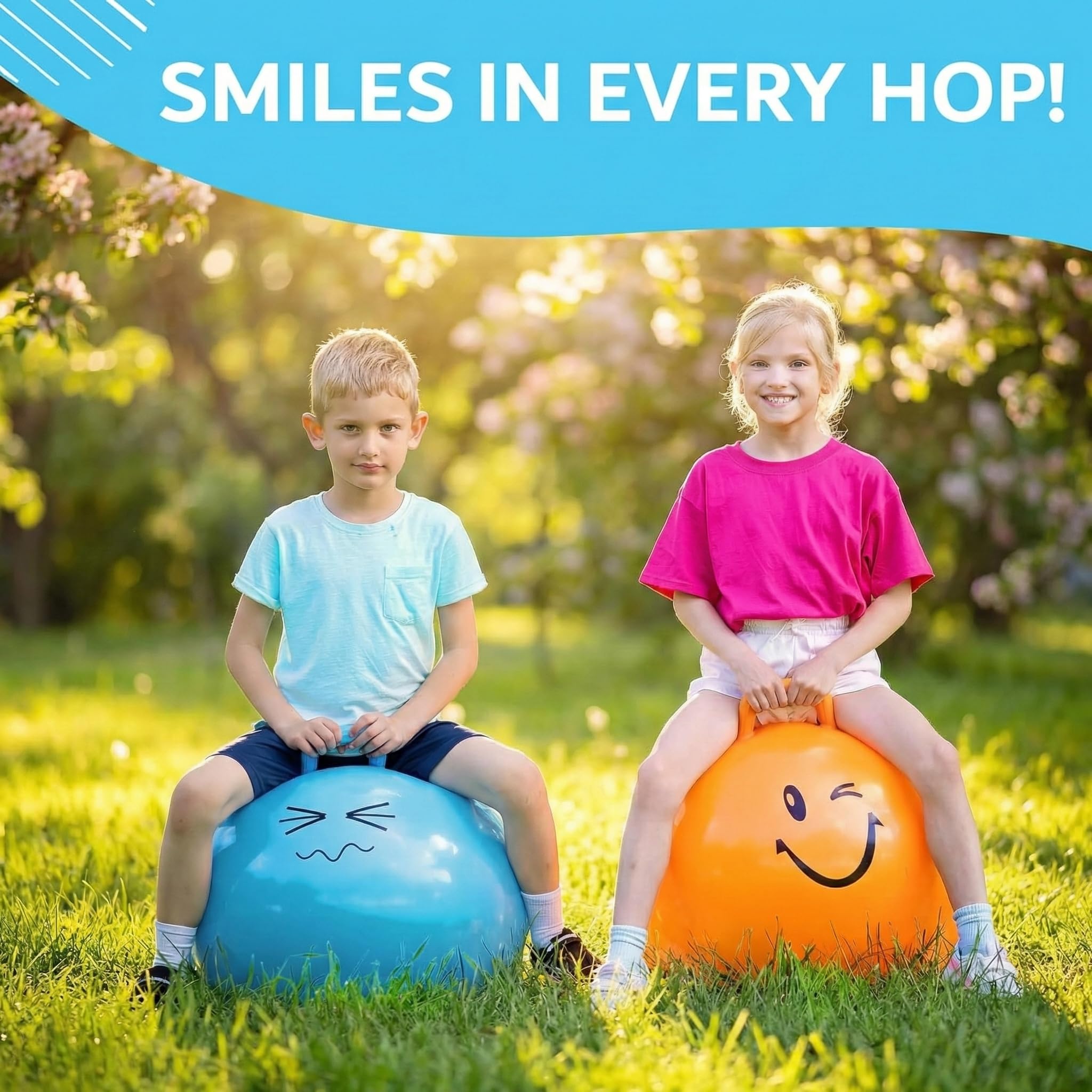 Xino Sports hopping ball used outdoors on lawn or driveway for active play.