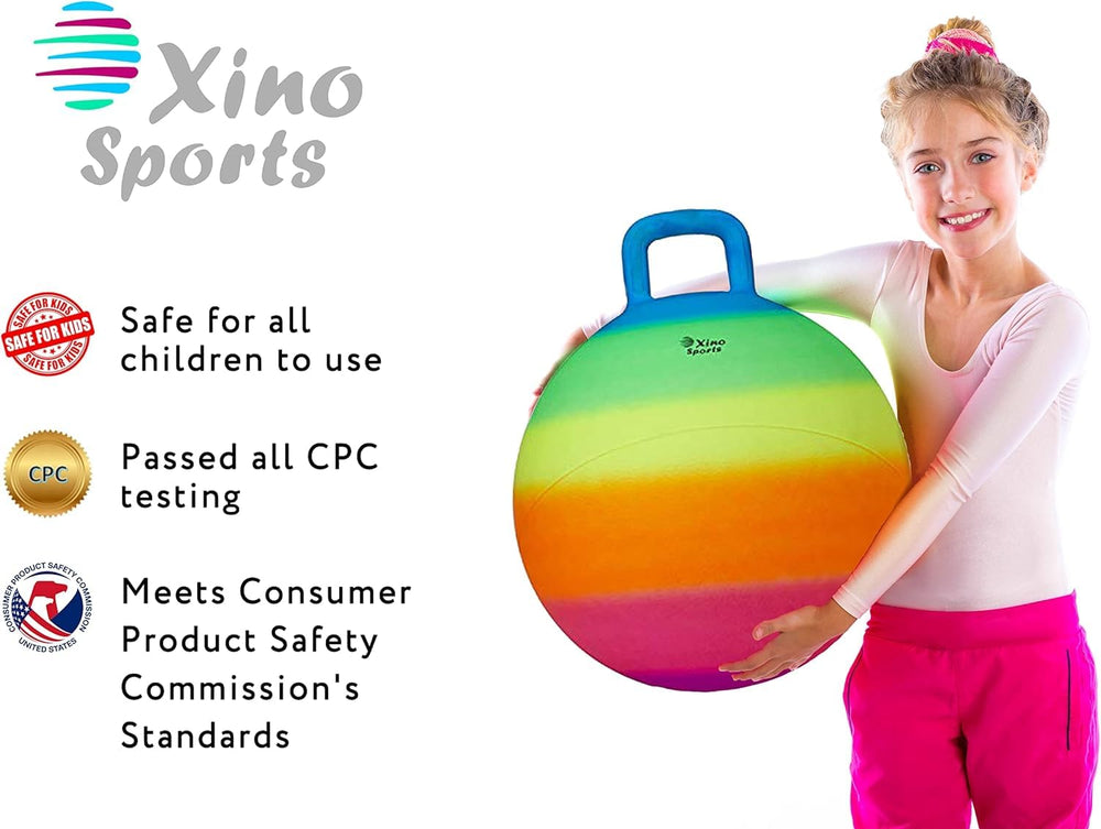 Xino Sports hopper ball with strong handle for hours of jumping fun.