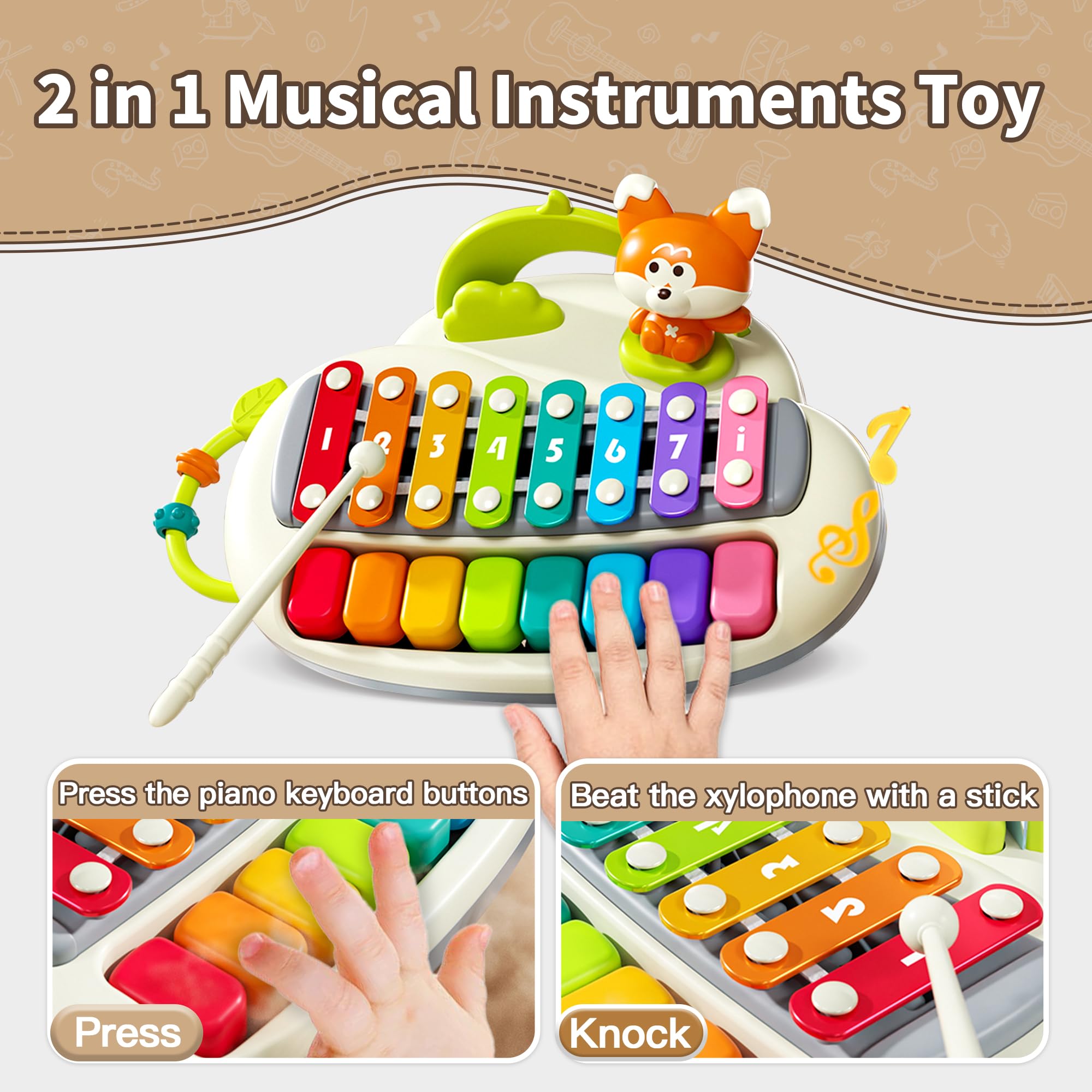 Bright keys on XINSITE toy highlighting durable ABS plastic and safe play.