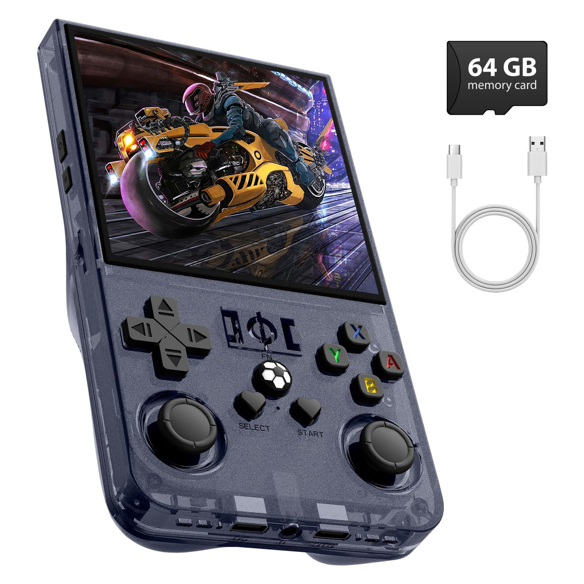 xiskt R36MAX front view for portable retro gaming on the go.