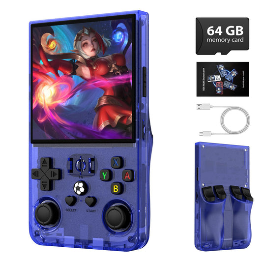 Xiskt R36MAX retro handheld console with 4-inch IPS screen for vibrant retro gaming.