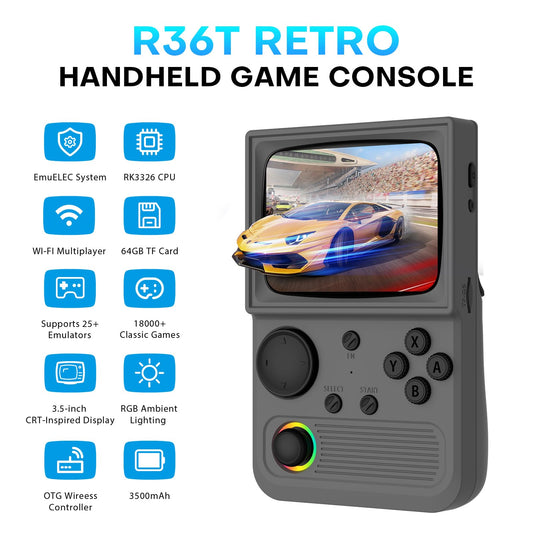 Xiskt R36T console back view shows compact travel-ready design.