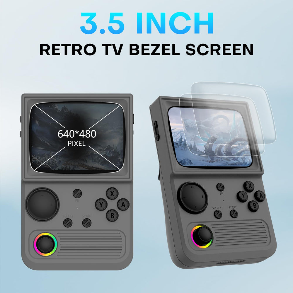 Xiskt R36T IPS display close-up with crisp colors and retro vibe.