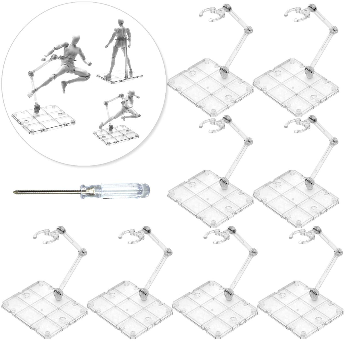 XISTEST action figure stand base supports 6-inch figures for dynamic posing