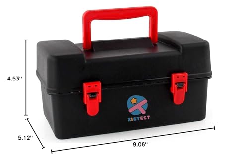 XISTEST Battle Tops Case measures 23 by 13 by 11.5 cm for travel.