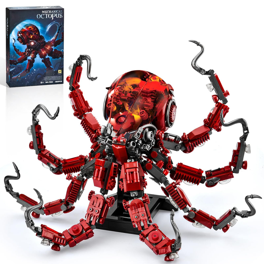 XITALAXU mechanical octopus assembly showcases a challenging 882-piece build for adult hobbyists.