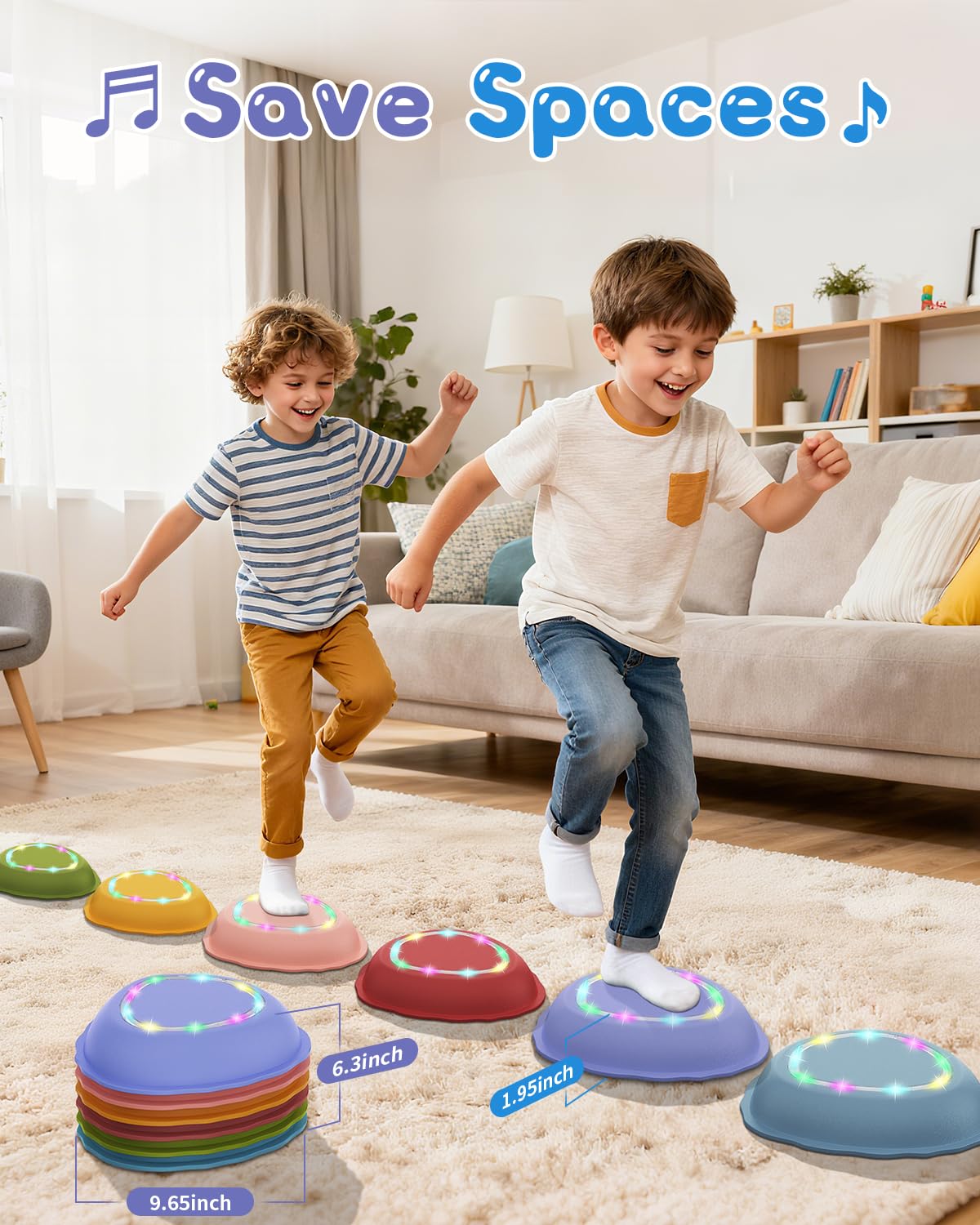 XIUREI stepping stones anti-skid bottom bars ensure stable play