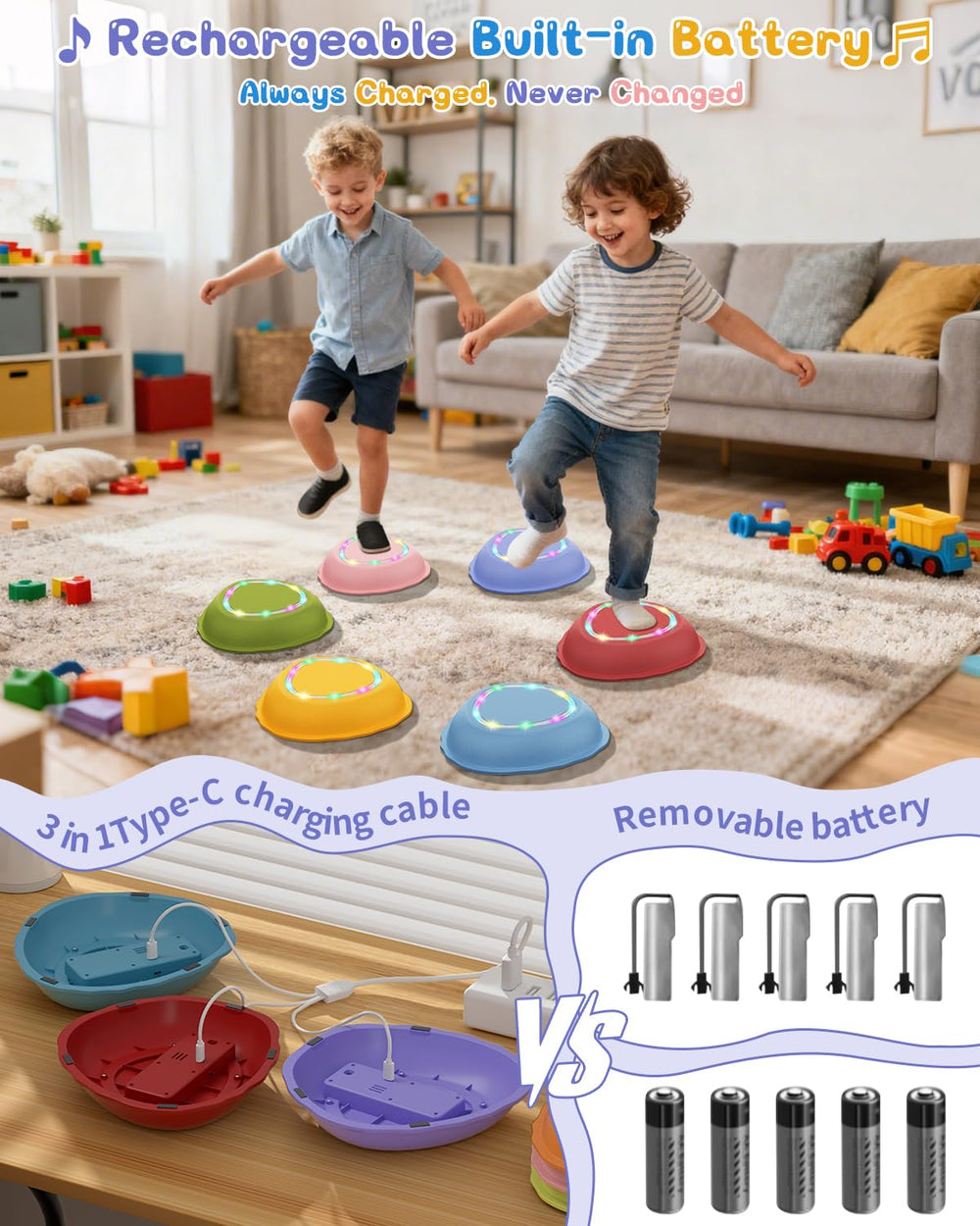 XIUREI stepping stones light and music activation showing color and sound