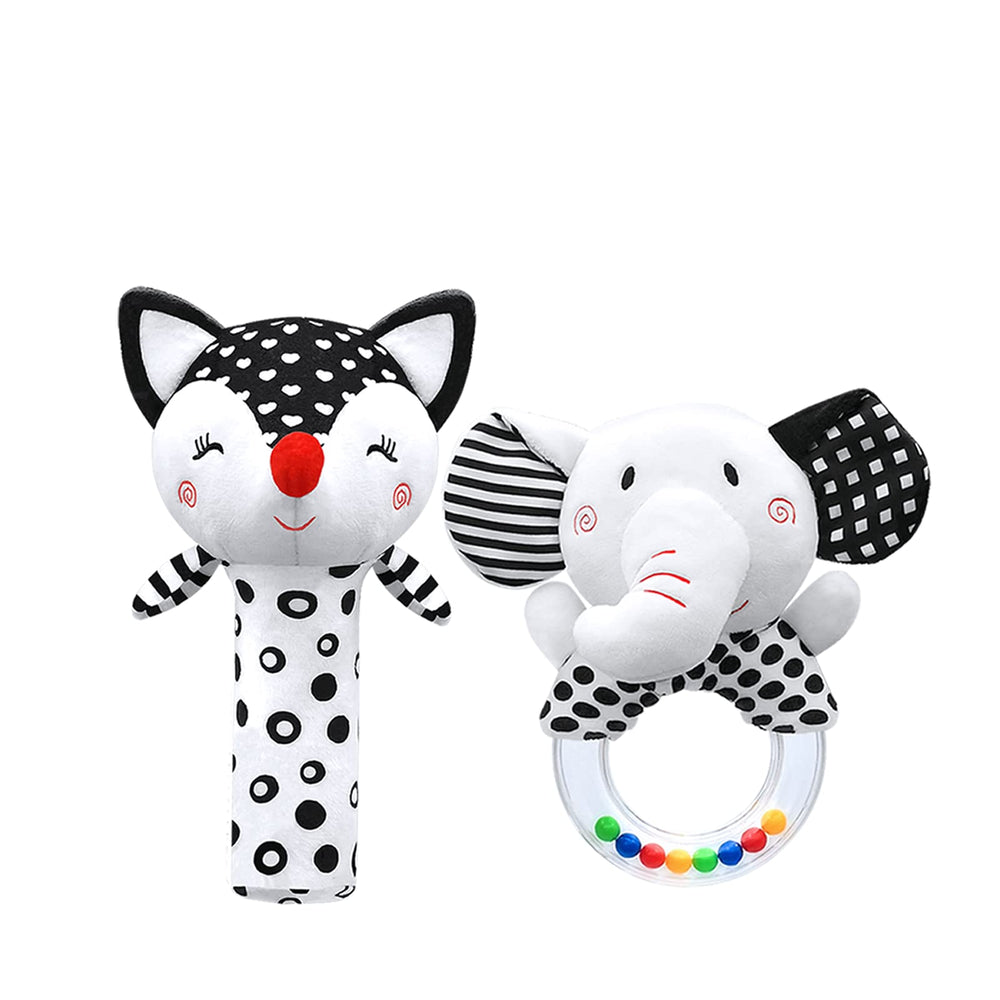 XIXILAND fox rattle plush toy with high-contrast visuals for visual focus