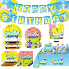 XIXIPTY yellow cartoon 9-inch plates brighten the table for photo-worthy kids’ parties.