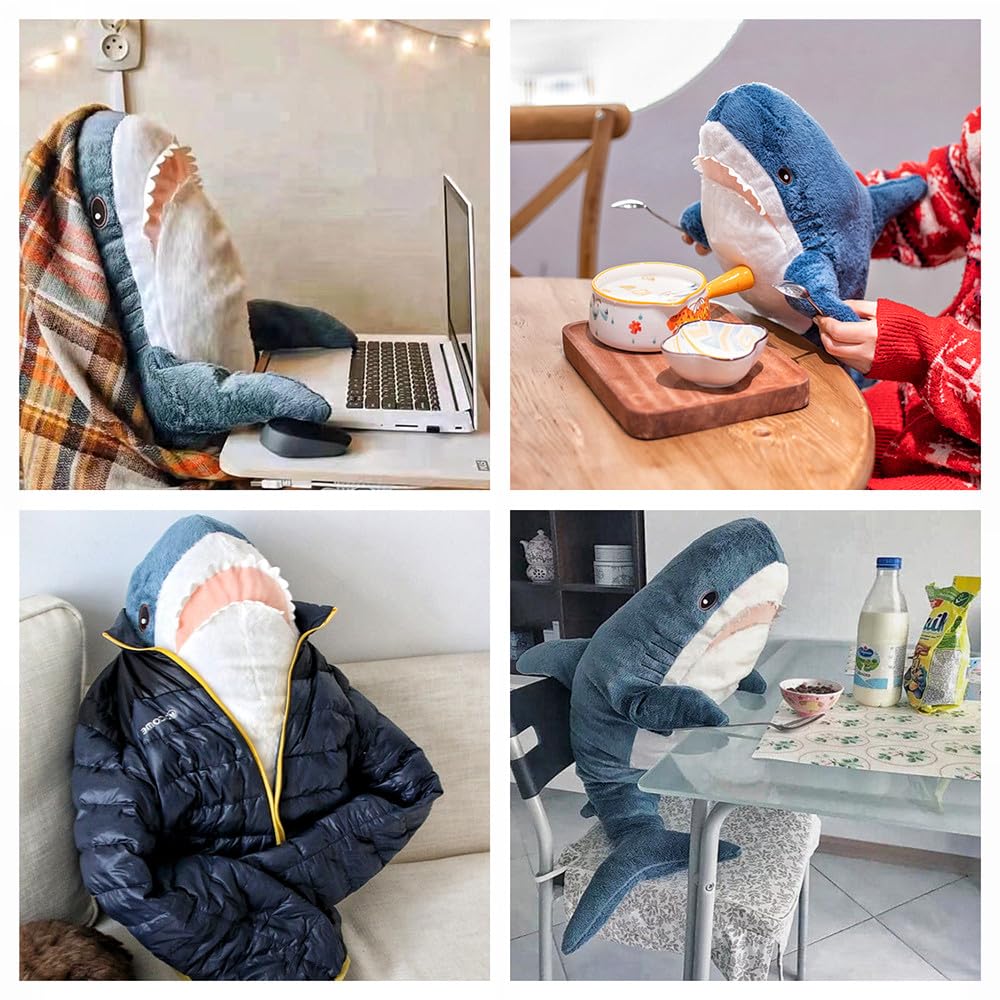 XIYUAN giant shark plush as bedroom decor centerpiece.
