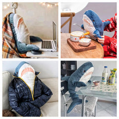 XIYUAN giant shark plush as bedroom decor centerpiece.