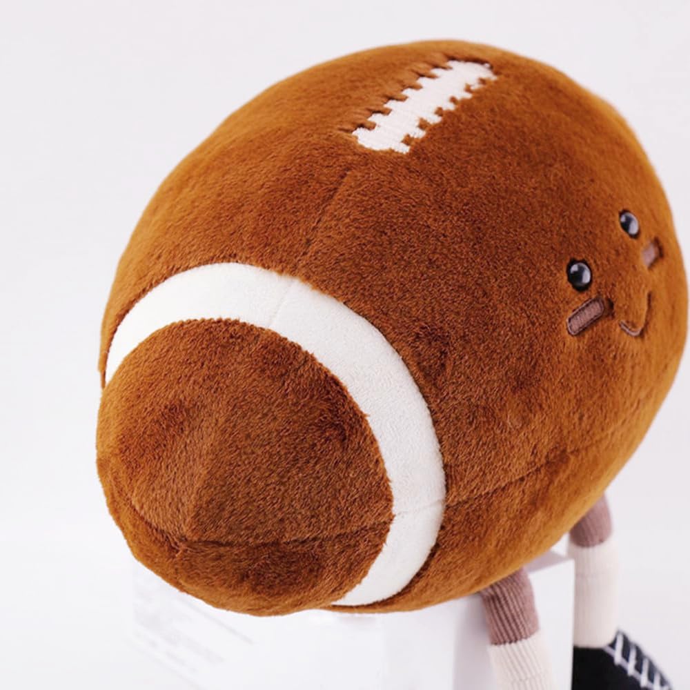 XIYUAN Rugby Plush Ball dimensions show 13 inches length, 9.8 inches diameter.