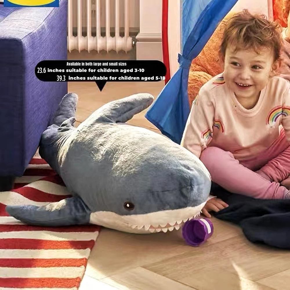 XIYUAN shark plush pillow with soft fabric close-up.