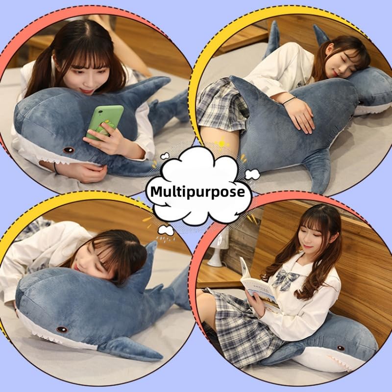 XIZHI giant shark plush packaging vacuum indicates safe transit.