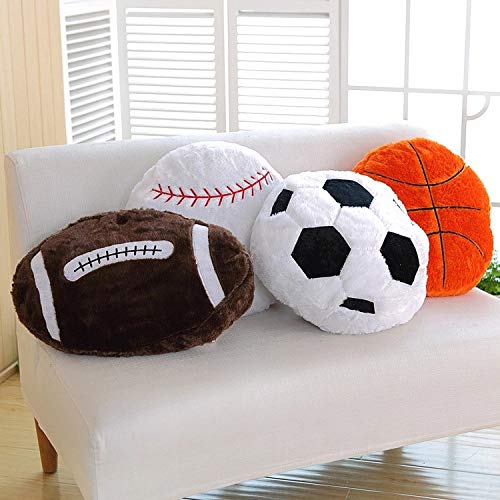 XIZHI rugby plush pillow shows dimensions suitable for cozy play.